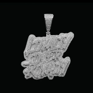 Solid Sterling Silver Loyalty Over Royalty Pendant Custom  With 9ct Moissanite